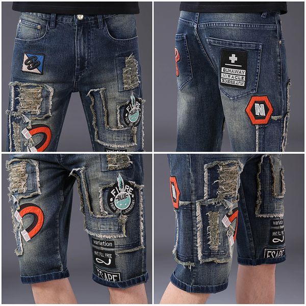 

mens designer summer shorts biker diesel men jeans for men ripped levi men jeans knee length designer shorts rock revival amiri jeans, Blue