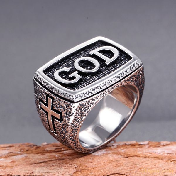 

fashion religious style god words design stainless steel rings amulet jewelry for men, Silver