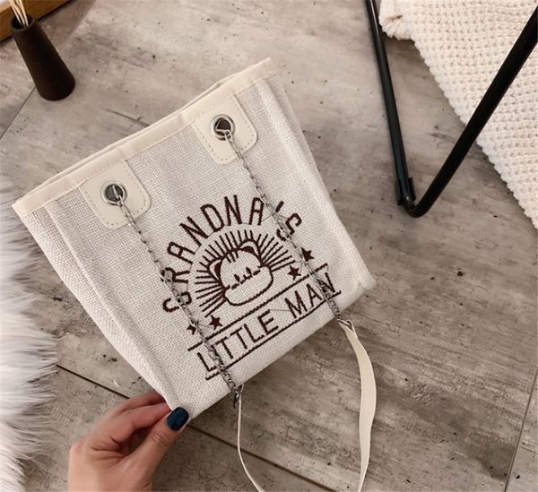 

new cute ladies bag fashion chain single shoulder large capacity canvas bag 2colors ph-cfy20061945