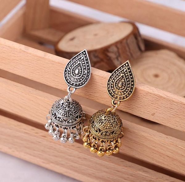 

wholesale- accessories exaggerated alloy black water drop tassel earrings female long retro ethnic style earrings, Silver