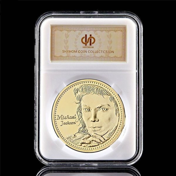 

souvenir coin super star michael jackson king of music 1oz gold plated collection lot coin w/pccb box