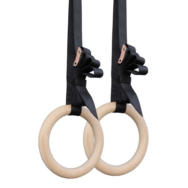 

portable 32mm wood wooden ring kit crossfit gymnastics rings gym shoulder strength home fitness training equipment q84c