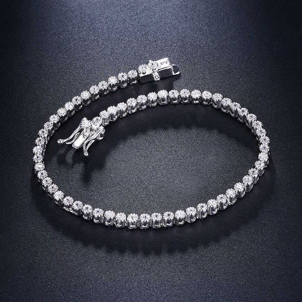 

18cm tennis bracelets 925 silver jewelry 2mm crystal round stones jewellery luxury sterling silver bracelet & bangle c19021501, Black