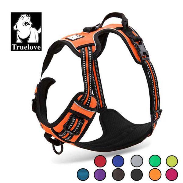 

truelove pet dog harness reflective nylon large all weather service dog ves padded adjustable safety vehicular lead for dogs pet