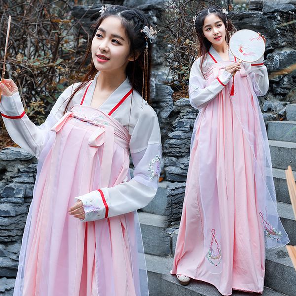 

chinese folk dance costumes pink hanfu women embroidery fairy dress festival outfit rave performance clothing dc2722