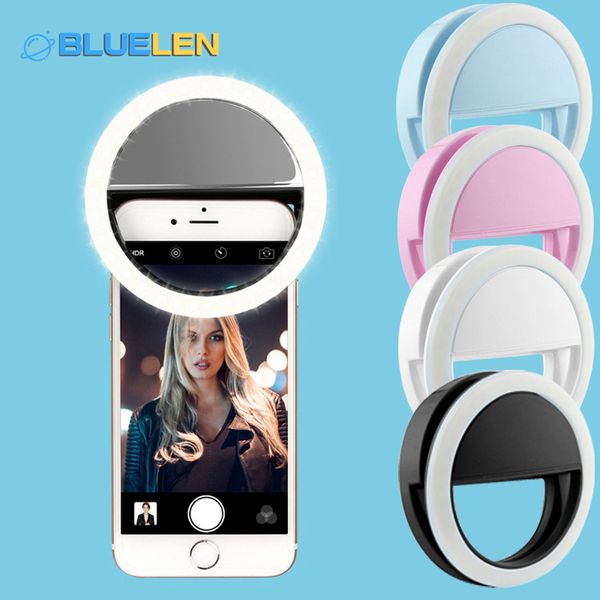 

bluelen selfie ring light clip on usb rechargeable adjustable brightness portable pgraphy video for smart phone lappad