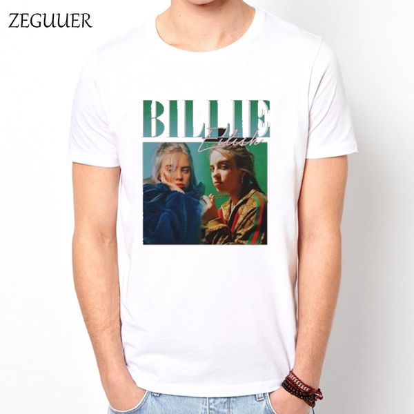 

billie eilish 90s vintage harajuku print t shirt fashion wind cotton round neck men's t-shirt casual clothes summer fun t-shirt, White;black