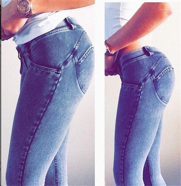 

designer jeans autumn casual slim skinny elastic force pencil pants fashion womens jeans peach hip womens, Blue