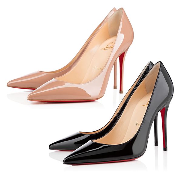 

2020 модельер женская обувь красное дно высокие каблуки 8 см 10 см 12 см ню черный красный розовый кожа острыми носами насосы платье обувь