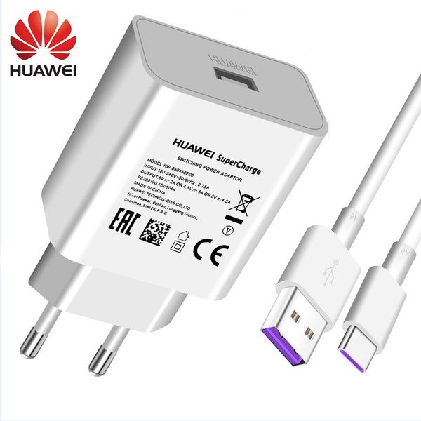 

huawei original de 4,5 v 5a sobrecargar cargador rÃ¡pido para huawei p20 pro p20 lite mate 10 mate 20 pro 5a tipo c-cable