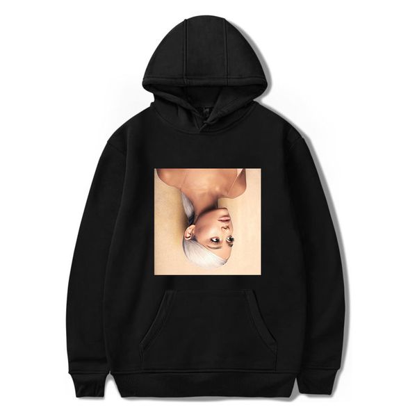 

fadun tommy hoodies kawaii ariana grande print sweatshirt long sleeve women/men clothes 2019 casual kpop plus size 4xl, Black