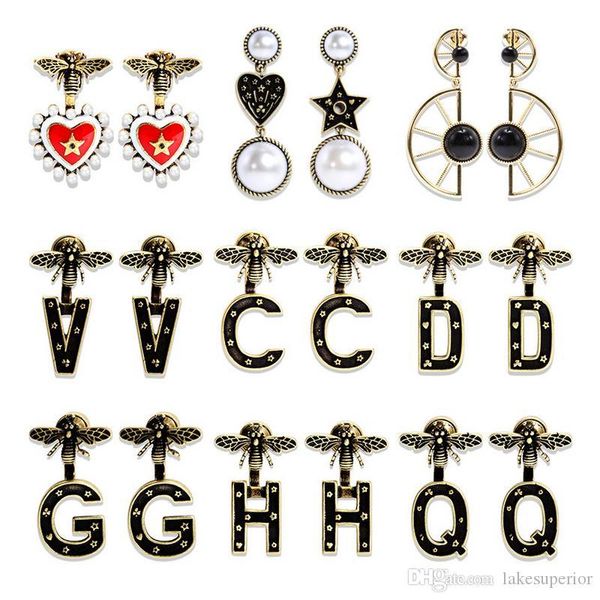 

роскошная письмо серьга multistyle ретро bee letters серьги стержня известные ювелирные изделия подарок для любви girlfriend, Golden;silver