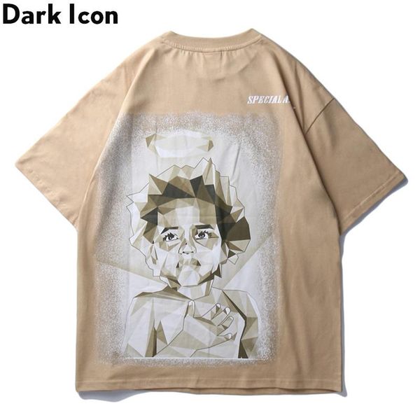

dark icon printed hip-hop t-shirt men women crew neck street fashion men's tshirt cotton tee shirts, White;black