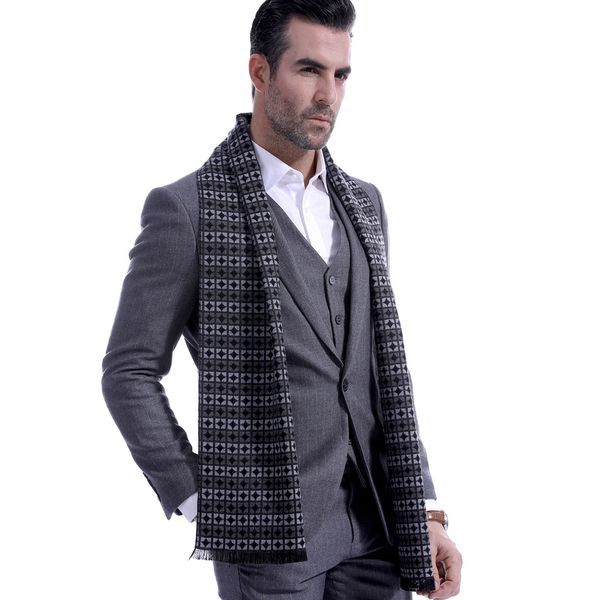 

new chequered men's scarf cashmere circle scarf dad's, Blue;gray