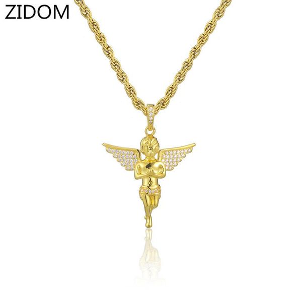 

2019 new arrived men women hip hop angel pendant necklaces zircon hiphop pendants necklace charm jewelry gifts, Silver