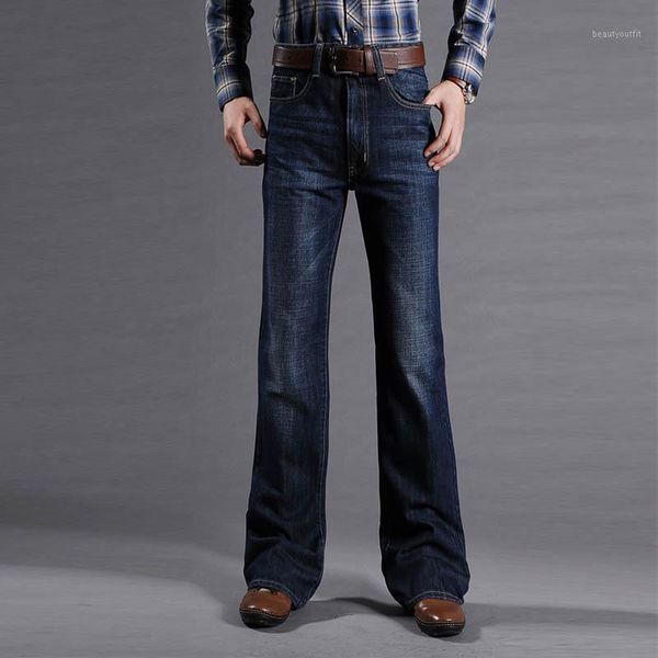

mens flared jeans for men boot cut leg fit jeans classic stretch denim flare bootcute male fashion stretch pants1, Blue