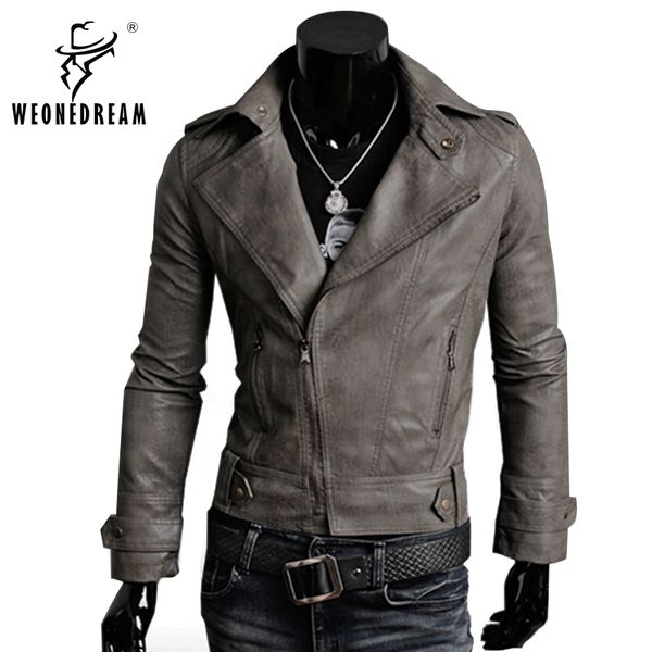 

men's jackets 2021 fashion korean slim fit 4 color male clothing pu leather jacket outerwear, Black;brown