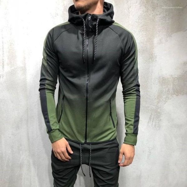 

designer hoodies fashion gradient color long sleeve hooded cardigan sweatshirts street style mens apparel hip hop mens, Black