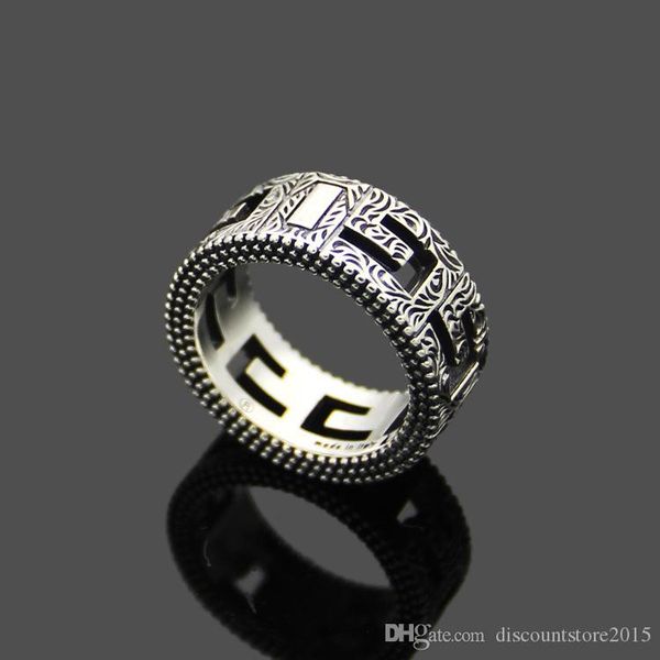 

retro men lady titanium steel carving pattern hollow out g letter wedding engagement wide rings size6-9, Slivery;golden