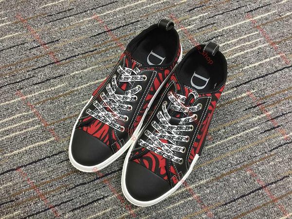 

xshfbcl womens mens shoes luxury designer shoes canvas high-sneaker oblique casual trainers, Black;red