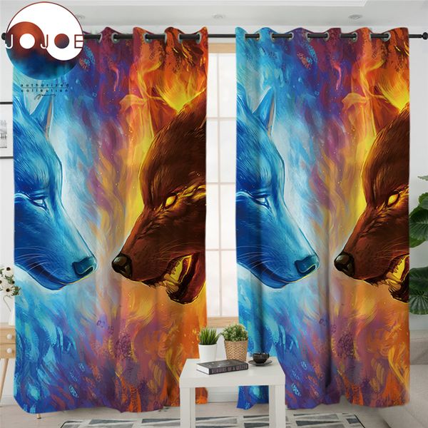

jojoesart curtains for living room bedroom 3d wolf wolves curtain window treatment drapes blue ice fire home decor 1pc dropship