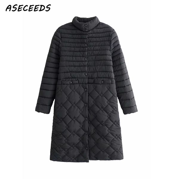 

2018 medium length bomber winter coat women fashion argyle winter jacket women casual button zipper coat outerwear streetwear, Black