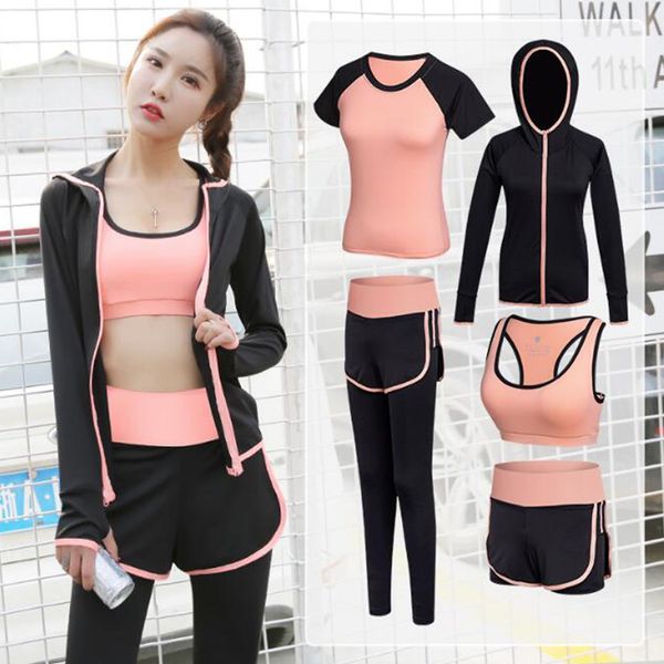 

Dropship&Whosesale Newest Yoga Suit for Women Spring and Autumn 5pcs Sports Suit Outdoor Running Loose Yoga Suit Summer Gymnasium S-XXL