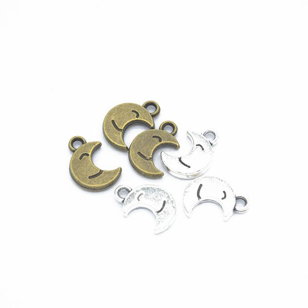 

120pcs/pack moon charms diy jewelry making pendant fit bracelets necklaces earrings handmade crafts silver bronze charm, Bronze;silver