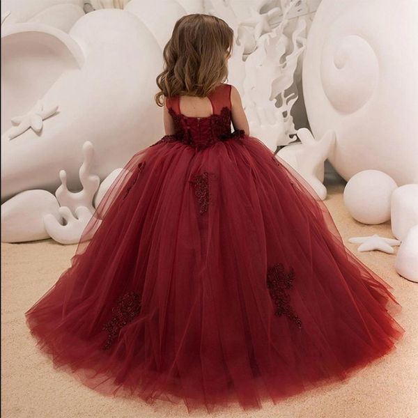 

new style children's dress lace flower boys/flower girls children's piano host performance birthday long princess tutu, Red;yellow