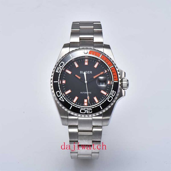 

luxury corgeut bliger 43mm ceramic bezel sapphire crystal automatic mechanical men's watch stainless steel strap, Slivery;brown