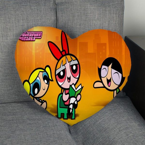 

powerpuff girls heart shape pillow cover custom zipper pillowcase just cover no core size 41x36cm,47x42cm