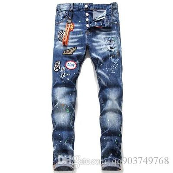 

джинсы мужчины 2019 новое поступление тощий стрейч джинсовые мужские брюки тонкий дышащий повседневный комфорт тонкий длинный карандаш брюки, Blue