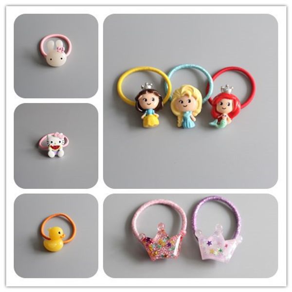 

creative princess crown children hair ropes elastic rubber hair band kids headdress girls accessories baby headwear, Slivery;white