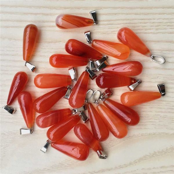 

wholesale 2019 new fashion natural stone pendants red agates onyx water drop charms necklaces for jewelry making 50pcs/lot, Black