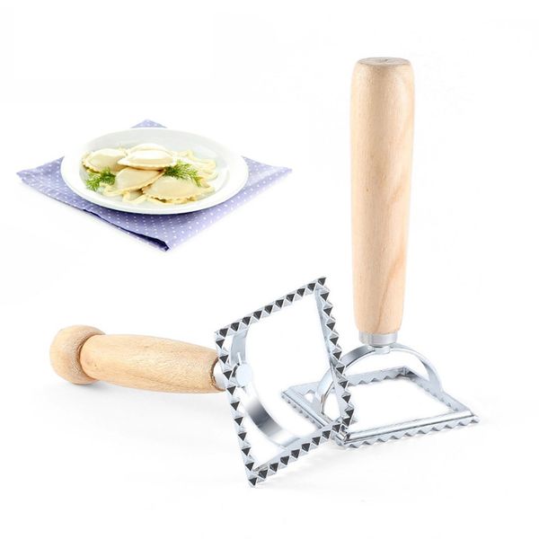 

square side flower biscuit mold wooden handle snack dumplings skin cake mold cutting cake baking tools