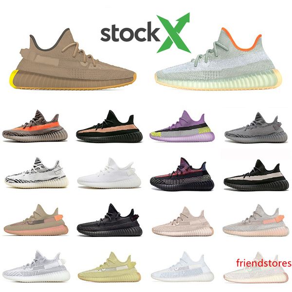 

stock x yecheil yeehu 2020 kanye west mens running shoes glow green black reflective antlia citrin cloud white sport trainers sneakers 36-46
