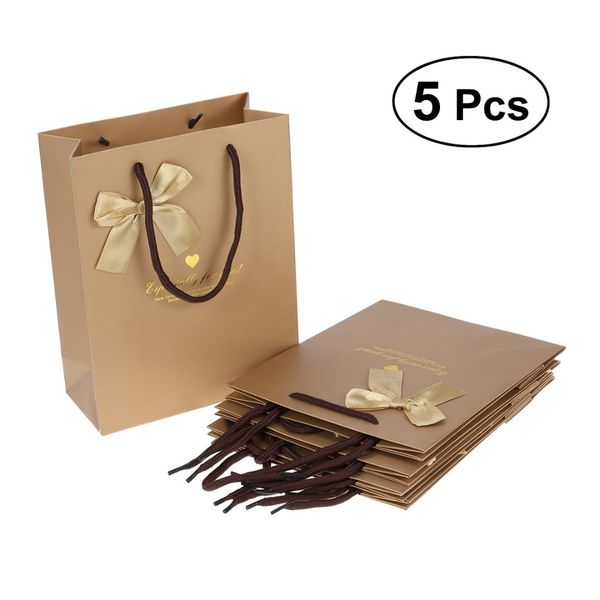 

5pcs assorted gift bags cube paper bags retail with handles size l (golden) a30