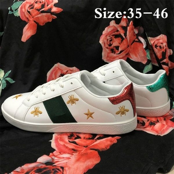 

women men bee embroidery little white shoes women new light classic sports running shoes male sneakers casual, Black