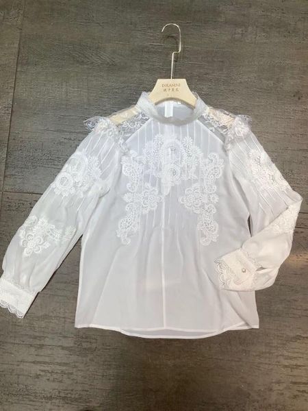 

ww02335 fashion women's blouses & shirts 2020 runway luxury european design party style women's clothing, White