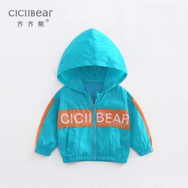 

ciciibear children's hooded sun protection clothing summer baby boys girls travel thin sunscreen coat kid beach zip outerwear, Blue;gray