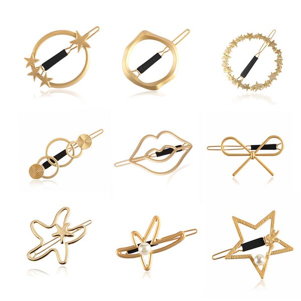 

fashion women snap clips star hair clips hairpins geometric hairpins barrettes girls hairgrips hair accessories