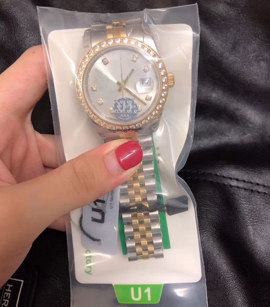 

u1 factory 36mm men's watch automatic mechanical sapphire diamond stainless steel lady watches male female wristwatches, Slivery;brown