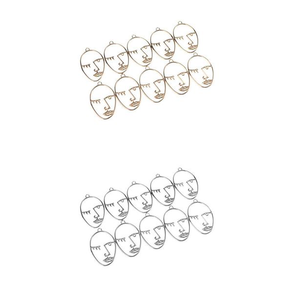

20pcs diy hollow face shape pendants for necklace earring jewelry making, Silver