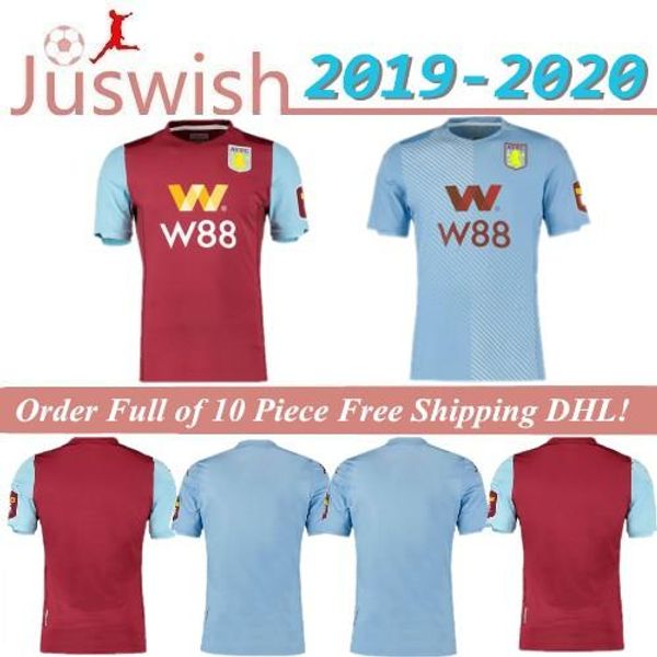 

19 20 aston villa soccer jerseys 2019 2020 wesley grealish kodja el ghazi football shirt chester mcginn targett men uniforms mayorista, Black;yellow