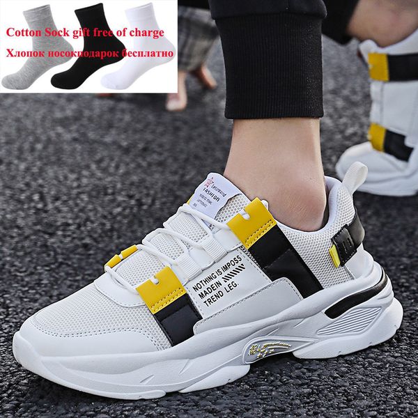 

thick sole men walking shoes breathable student chunky sneakers 2020 breathable sport running shoes platform men street