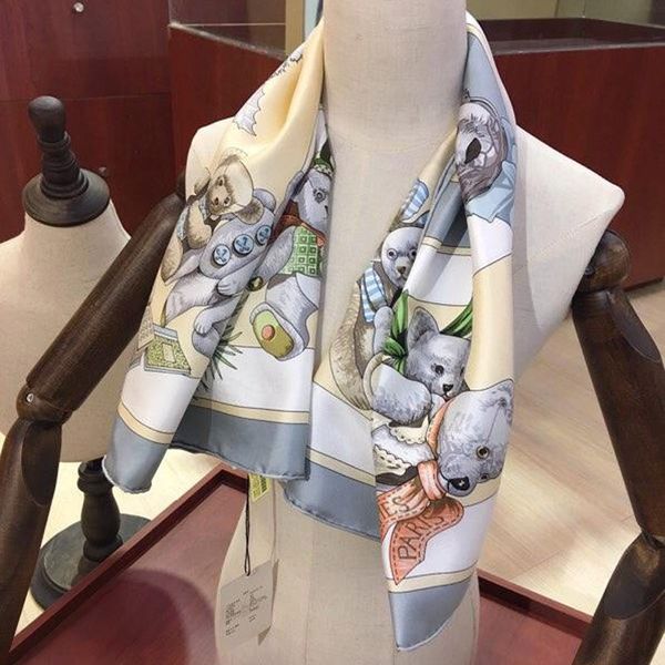 

2019 designer scarf luxury scarf brand wool silk silver thread square scarves for women big luxury scarf 100% silk 90*90cm, Blue;gray