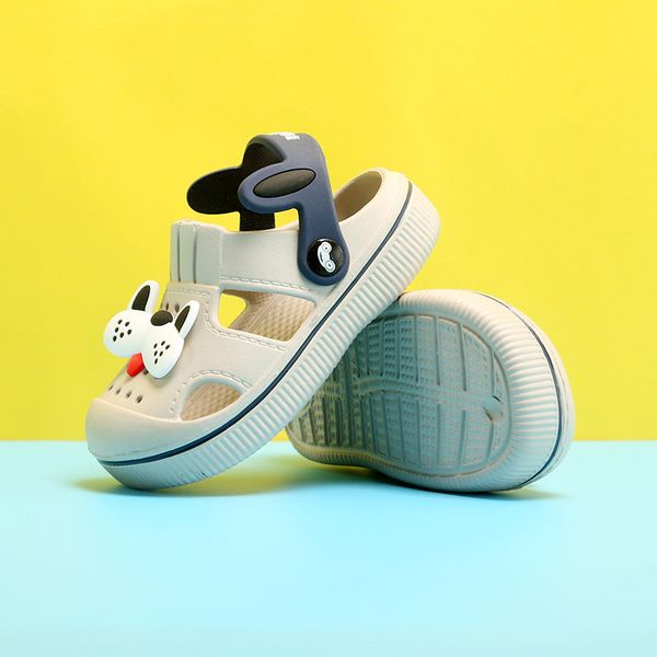 

children summer cute cartoon animal sandals boys girls removeable slingbacks kids slides pink rose gray blue beach shoes d05152, Black;red