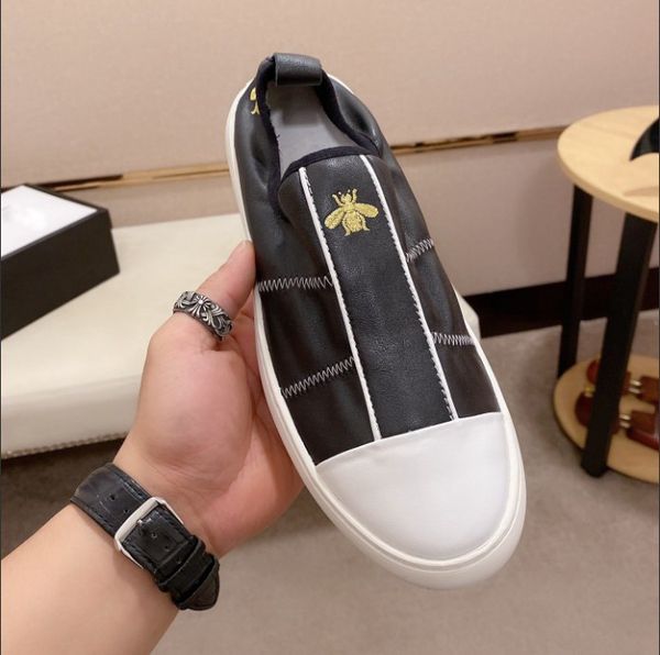 

первоначально коробка лидирующий мужчины тенденции моды би вскользь старший дизайнер роскошь вождения обувь диких плоским дном уличную обувь, Black