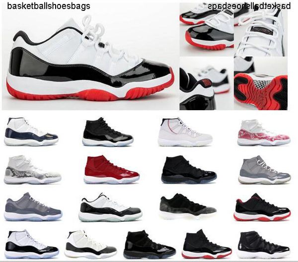 

11s shoes bred concord jumpman mens low women men basketball shoes gym red space jam metallic silve sneakers with box