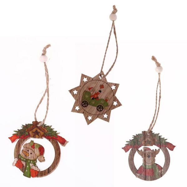 

12pcs/set christmas wooden pendants hanging ornament party decorations